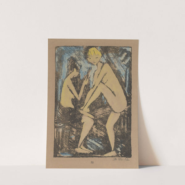 Zwei Mädchen mit Handspiegel I by Otto Mueller