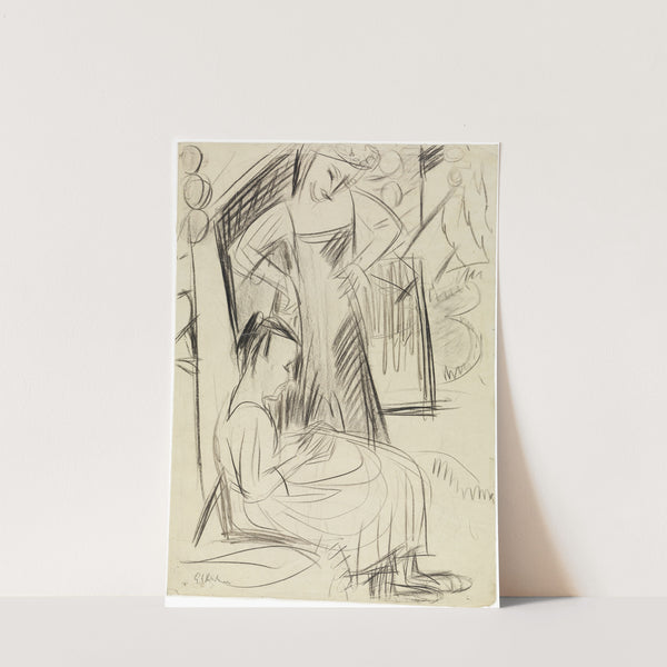 Zwei Mädchen vor dem Haus (ca 1923) by Ernst Ludwig Kirchner