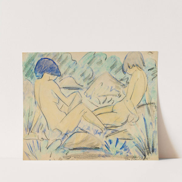 Zwei Mädchenakte (Zwei sitzende Akte) by Otto Mueller