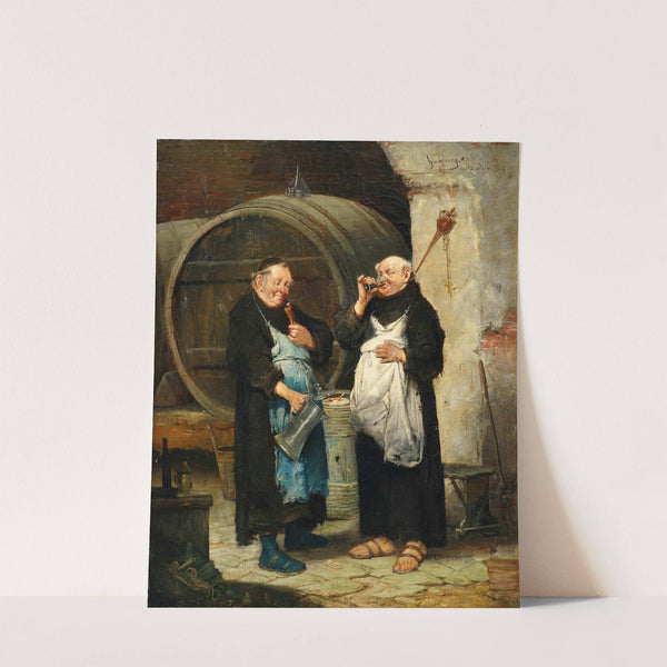 Zwei Mönche im Weinkeller by Adolf Humborg