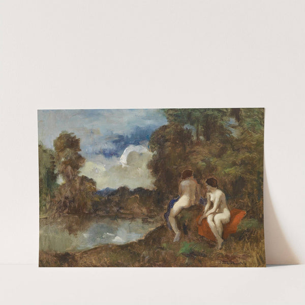 Zwei Nackte Am Teich by Bela Ivanyi-Grünwald