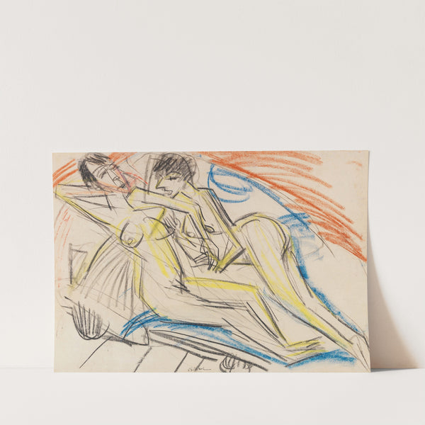 Zwei nackte Mädchen auf dem Bett (1913) by Ernst Ludwig Kirchner