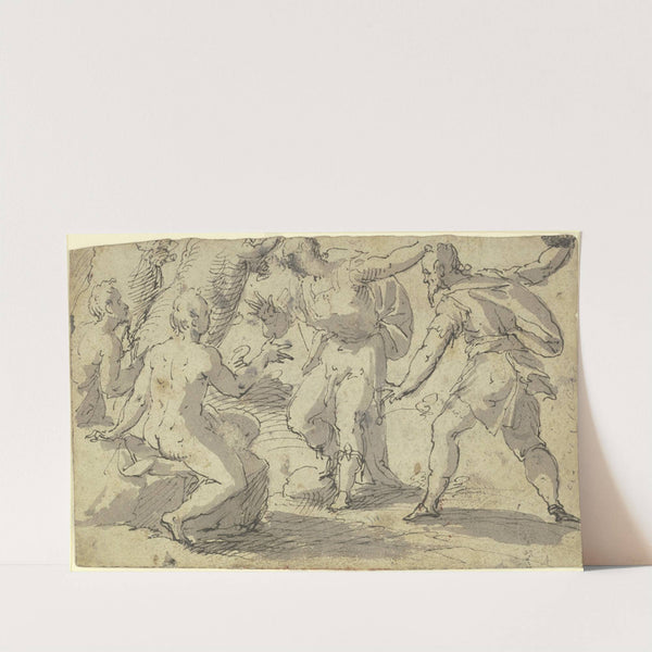 Zwei Nackte und zwei Bekleidete in lebhafter Unterhaltung by Hans Rottenhammer