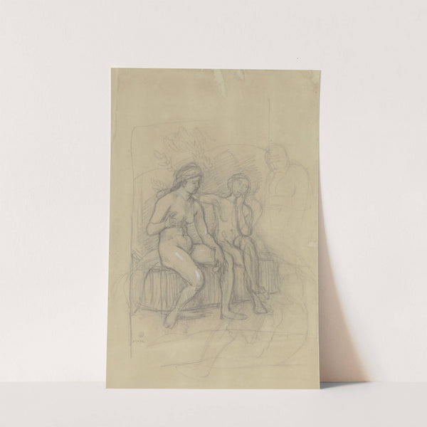 Zwei nebeneinander sitzende weibliche Akte by Hans Von Marées