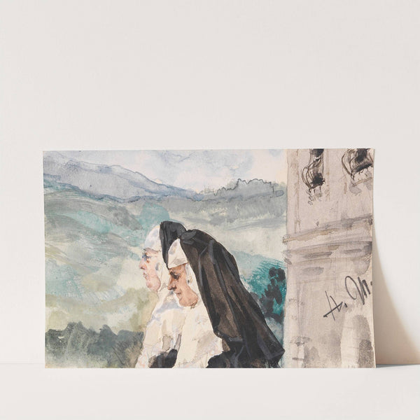 Zwei Nonnen im Klosterhof (1870) by Adolph von Menzel