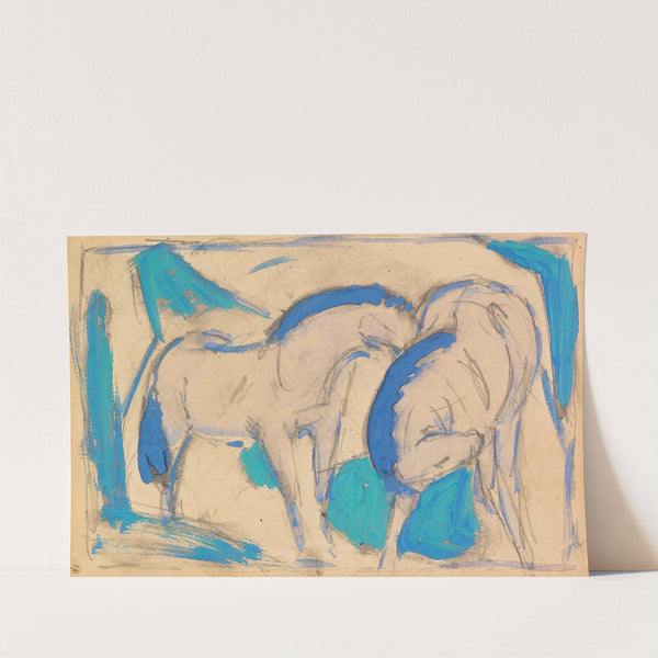 Zwei Pferde, blaugrün (1911) by Franz Marc