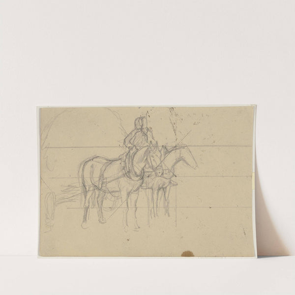 Zwei Pferde im Geschirr, einen Heuwagen ziehend by Jakob Becker