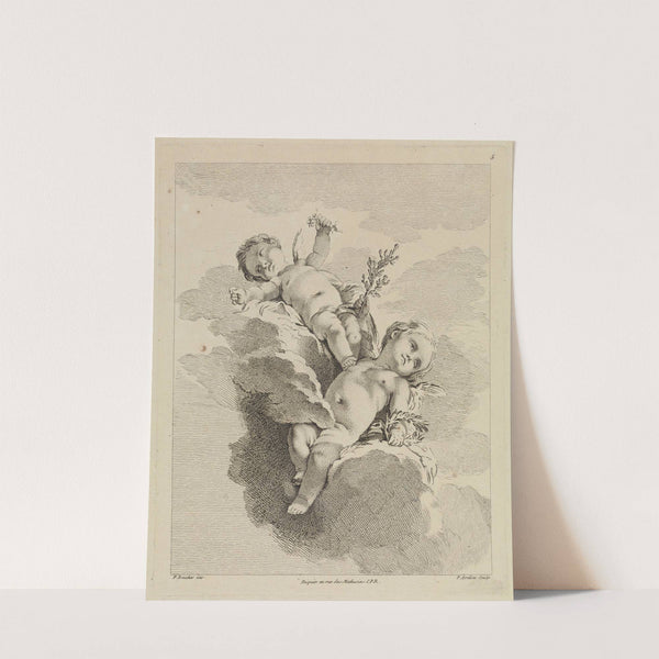 Zwei Putten mit Lorbeerkranz by Pierre-Alexandre Aveline