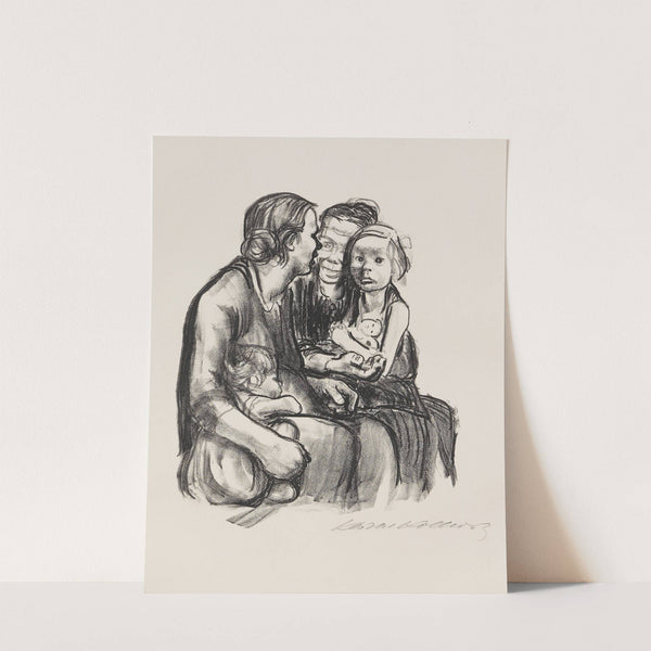 Zwei schwatzende Frauen mit zwei Kindern (1930) by Käthe Kollwitz