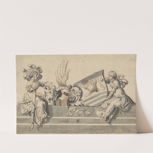 Zwei sitzende Damen mit Wappen by Carl Von Aegeri