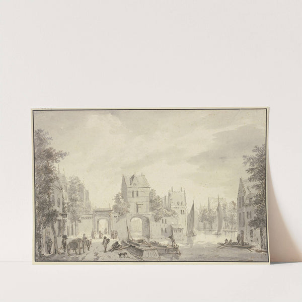 Zwei Stadttore zu Wasser und zu Land by Abraham Rademaker