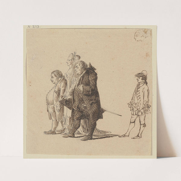Zwei untersetzte Herren und eine große Dame by Daniel Nikolaus Chodowiecki