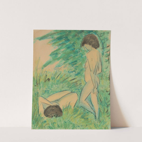 Zwei weibliche Akte im Wald by Otto Mueller