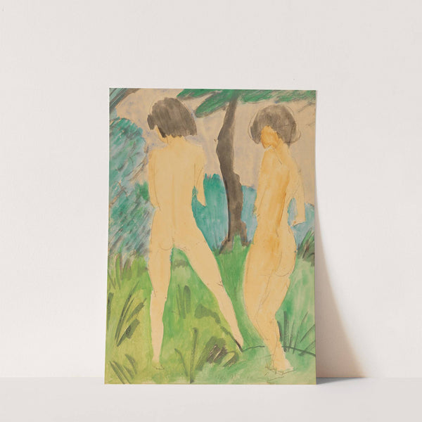 Zwei weibliche Akte in Landschaft by Otto Mueller