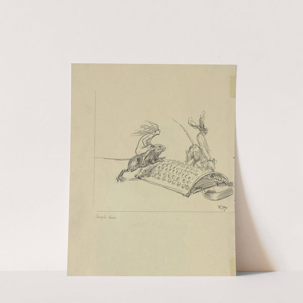 Zwei weibliche Akte reiten auf Ratten über ein Reibeisen by Heinrich Kley