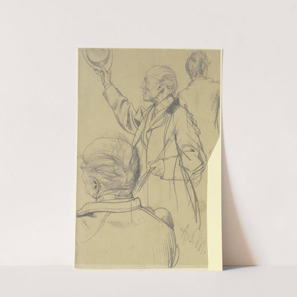 Zwei Zuschauer für das Gemälde ‘Abreise König Wilhelms I. zur Armee am 31. Juli 1870’ (ca 1871) by Adolph von Menzel