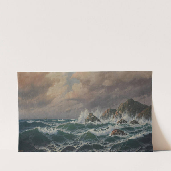 Zweimaster vor strürmischer Brandung by Max Jensen