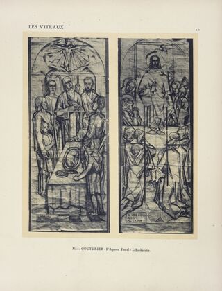 1, L’Agneau pascal ; 2, L’Eucharistie, cartons de vitraux exÃ©cutÃ©s Ã  DomÃ¨vre-sur-Vezouse (Meurthe-et-Moselle)