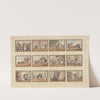 12 vignettes; fashion; amusement; charity, passion; English travelling; French travelling; recreation; adoration; inattention; attention devotion; introduction (1805)