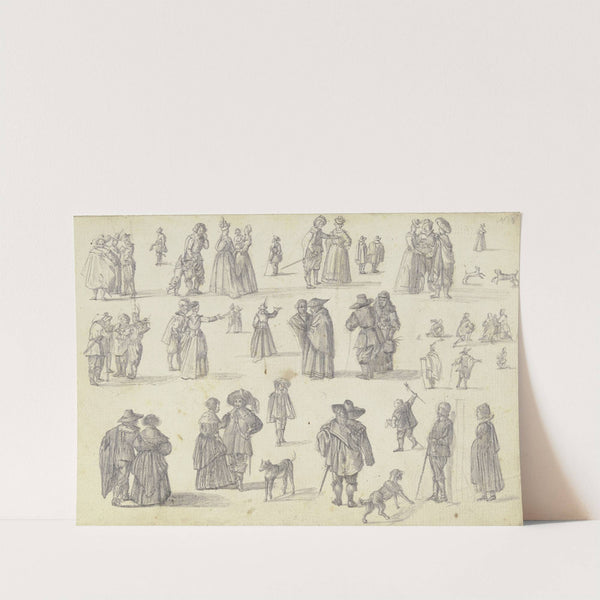 14 Figurenstudien in Einzelfiguren und Gruppen, dazu Hunde by Johann Ludwig Ernst Morgenstern