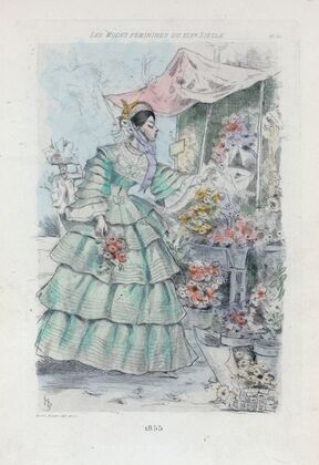1855 [Women’s fashion in nineteenth-century Paris]