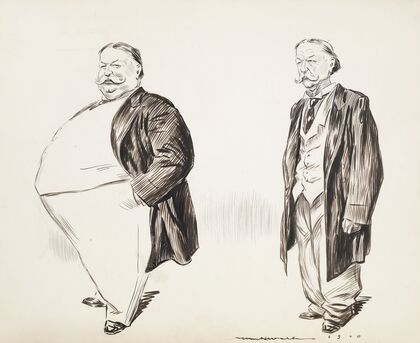 1st picture. If Taft should cease to laugh and grow fat but…2nd picture. worry and grow thin (1910)