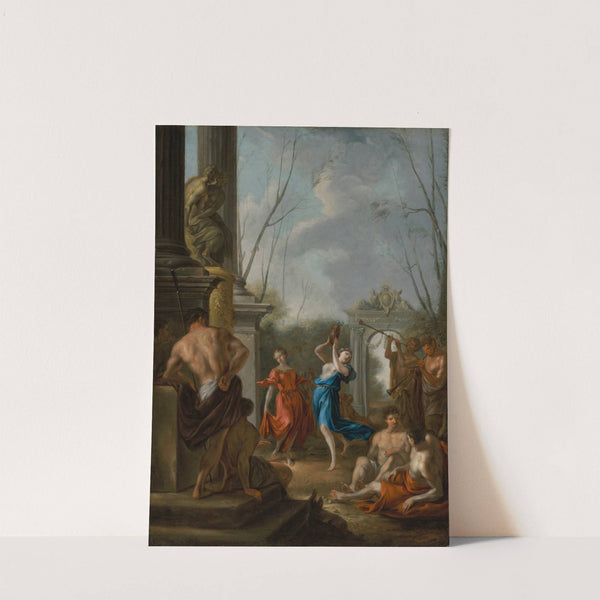 A Bacchanale in a classical courtyard by Johann Heinrich Schönfeld