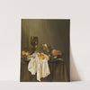 A Banketje Still Life With A Roemer, A Silver Tazza On Its Side, A Ham, Peaches, A Salt Cellar, A Bread Roll And A White Cloth On A Partly Draped Table by Willem Claesz Heda