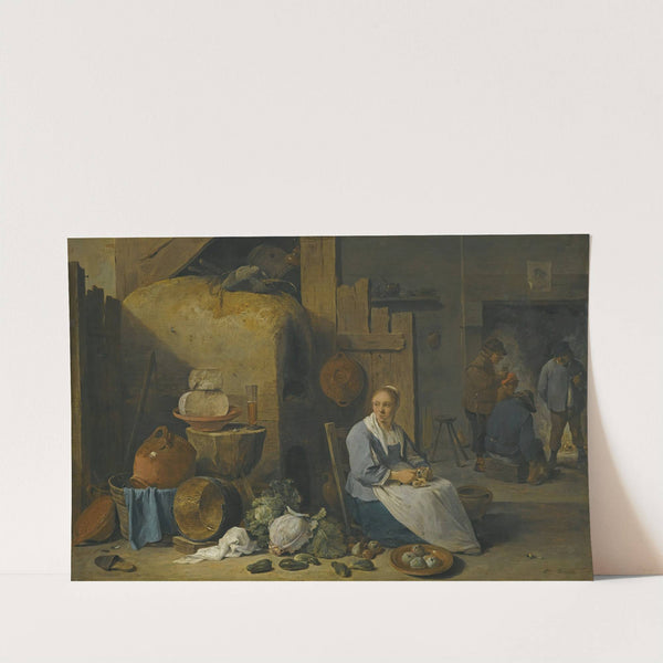 A Barn Interior With A Maid Preparing Vegetables (1643) by David Teniers The Younger