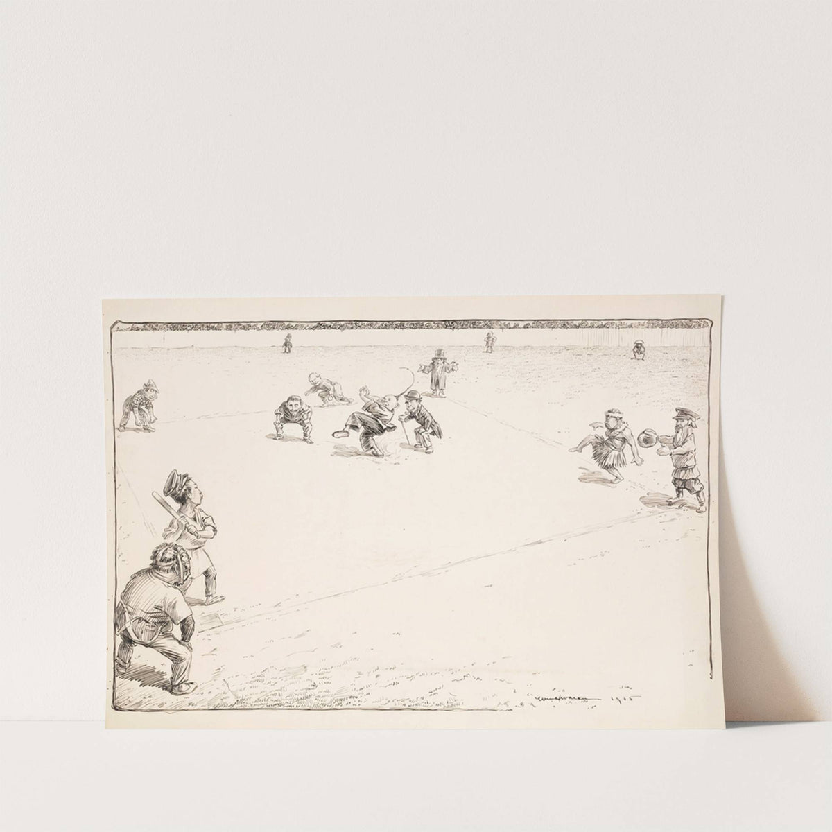 A baseball game where each player represents a country (1905) by William Henry Walker