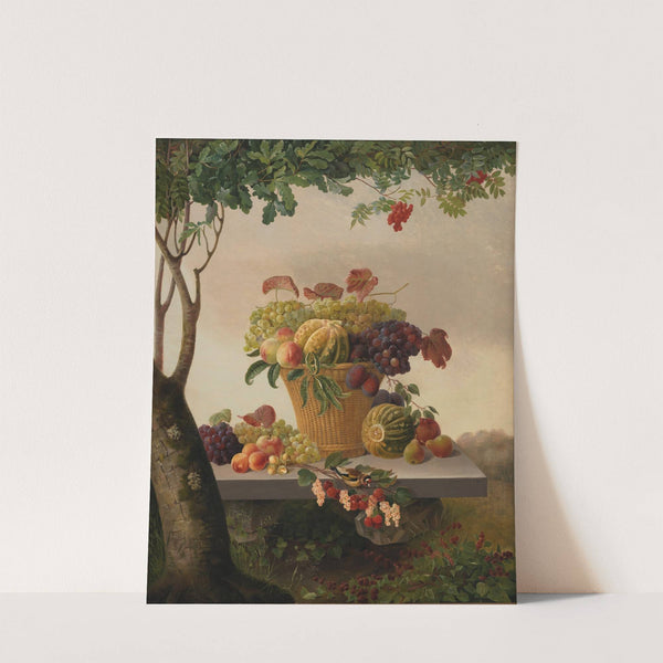 A Basket Of Fruit In A Landscape (1832) by Christine Løvmand