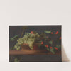 A basket of grapes and raspberries on a ledge oil on panel by Jacob Foppens van Es