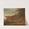 A Bay Horse Approached by a Stable-Lad with Food and a Halter by George Garrard