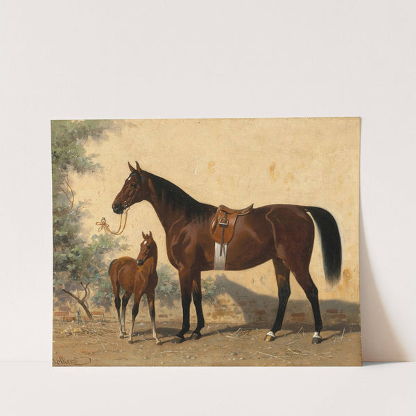A Bay Horse with Foal by Emil Volkers