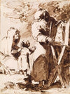 A Bearded Monk Showing a Portable Altar to a Praying Child, with an Old Woman Kneeling