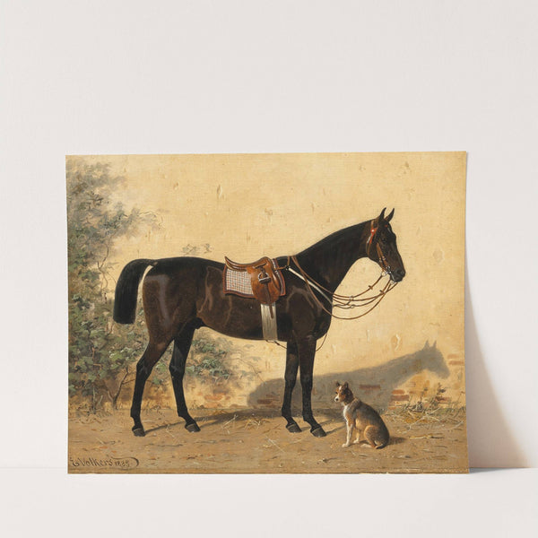 A Black Horse with a Dog (1885) by Emil Volkers