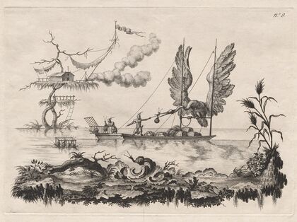 A Boat That Has for Sails the Wings of a Huge Bird (1769)