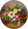 A Bouquet of Roses, Tulips and Narcissus on Sandy Ground (1871)