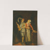 A boy and a girl playing music by candlelight by Jan Miense Molenaer