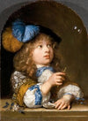 A Boy Blowings Bubbles