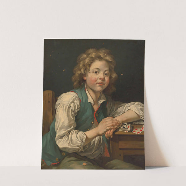 A Boy, Seated Beside A table With Cards by Jean-Baptiste Charpentier