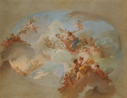 A Bozetto With Flora And Zephyr, Mars And Venus And The Signs Of The Zodiac (18th Century)