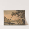 A Bridge over the Thames, with sailing barges in the foreground by Dominic Serres