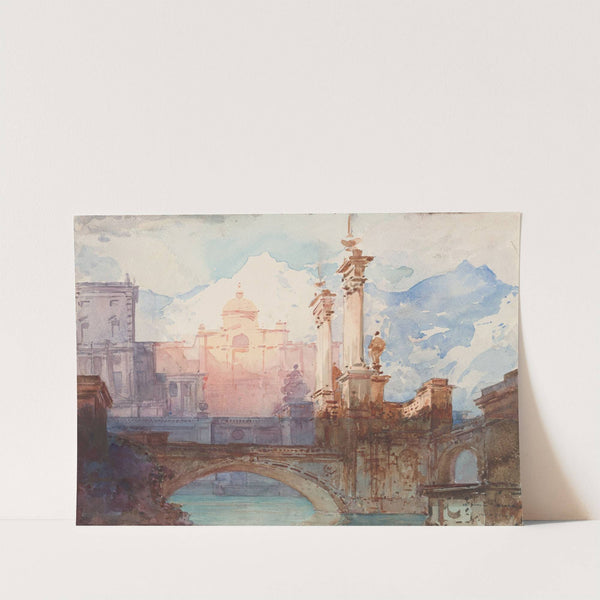 A Bridge Over Water Against a Palace Background by Giulio Ferrari