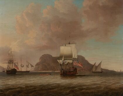 A British naval squadron off the coast of Gibraltar