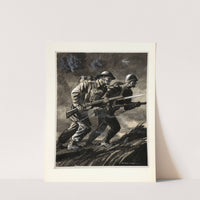 A British soldier and a Russian soldier charging with rifles by Rowland Hilder