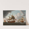 A British warship in three positions in the Channel by Francis Swaine
