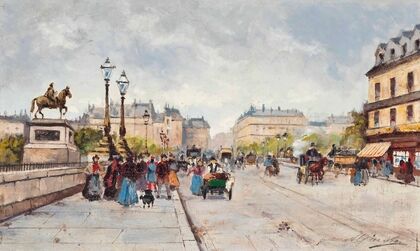 A busy day on the Pont Neuf, Paris