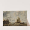A calm with fishing boats and figures on a jetty (1651) by Jan van de Cappelle