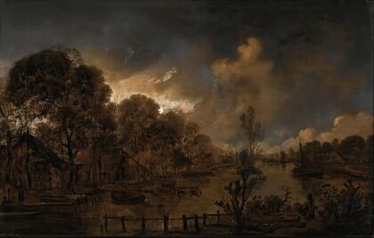 A canal by moonlight